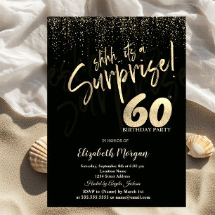 Invitation Fête surprise 60 ans en Or festif