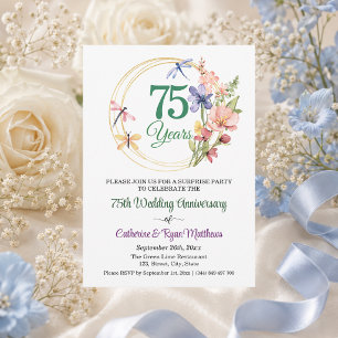 Invitation Fête surprise 75 ans de mariage floral