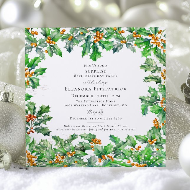 Invitation FÊTE SURPRISE 85e Anniversaire Fleur de naissance  (Créateur téléchargé)