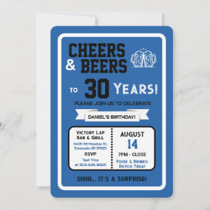 Invitation Fête surprise au bar sportif : 30 ans à trinquer