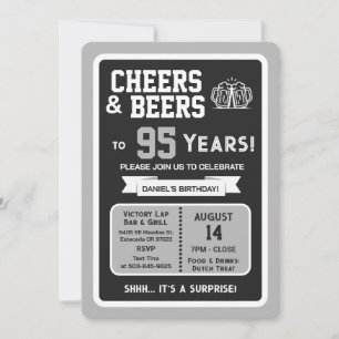 Invitation Fête surprise au bar sportif Félicitations pour 95
