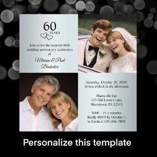 Invitation Fête surprise des 60 ans de Now and Then Photo