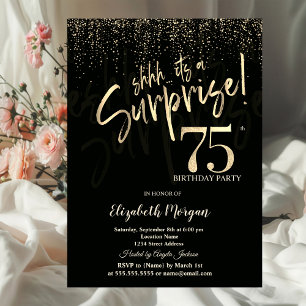 Invitation Fête surprise des 75 ans Or festif
