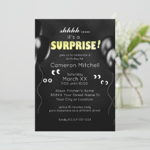 Invitation Fête surprise drôle aux yeux de dessin animé dans 