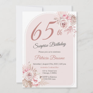 Invitation Fête surprise élégante pour 65 ans Anniversaire Ro