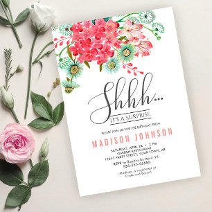 Invitation Fête surprise florale élégante – Chut, c'est un se