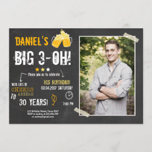 Invitation Fête Surprise Hommes à l'occasion de leur 30e anni