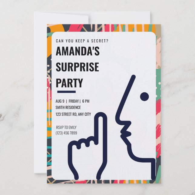 Invitation Fête surprise personnalisée Pouvez-vous garder un  (Devant)