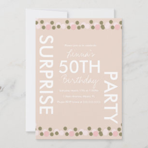 Invitation Fête surprise pour 50e anniversaire avec confettis