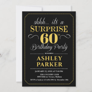 Invitation Fête surprise pour 60 ans - Noir Or