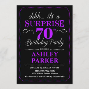 Invitation Fête surprise pour 70 ans - Noir Violet
