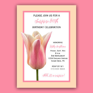 Invitation Fête surprise pour 80 ans Anniversaire Élégant Tul
