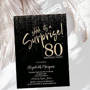 Invitation Fête surprise pour 80 ans en Or Festif