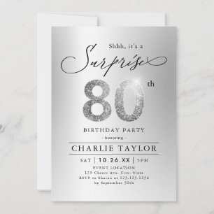 Invitation Fête surprise pour adultes moderne avec paillettes