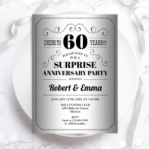 Invitation Fête surprise pour le 60e anniversaire - Noir arge