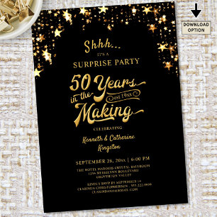 Invitation Fête Surprise pour les 50 ans Étoiles Dorées