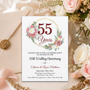 Invitation Fête surprise pour les 55 ans de mariage - Floral