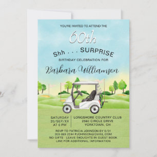Invitation Fête surprise pour les 60 ans de golf Dame Theme
