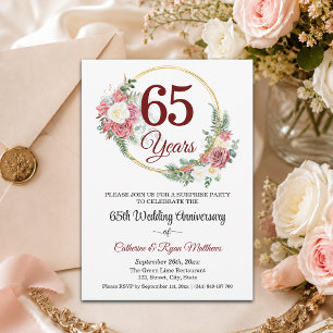 Invitation Fête surprise pour les 65 ans de mariage - Floral