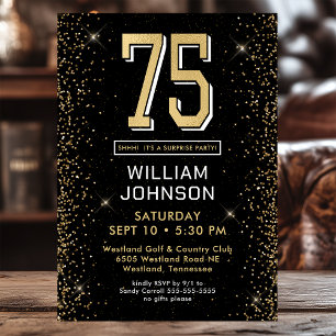 Invitation Fête surprise pour les 75 ans avec photo, thème no