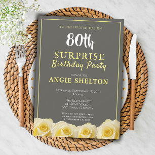 Invitation Fête surprise pour les 80 ans de Modern Yellow Ros