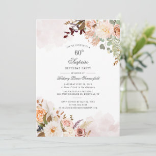 Invitation Fête surprise pour un 60ème anniversaire, écriture