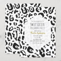 Fête Sweet 16 Guépard noir et blanc léopard