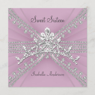 Invitation Fête Sweet Sixteen 16 Diadème Rose Anniversaire