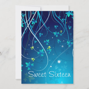 Invitation Fête Sweet Sixteen Tourbillons Bleu Canard