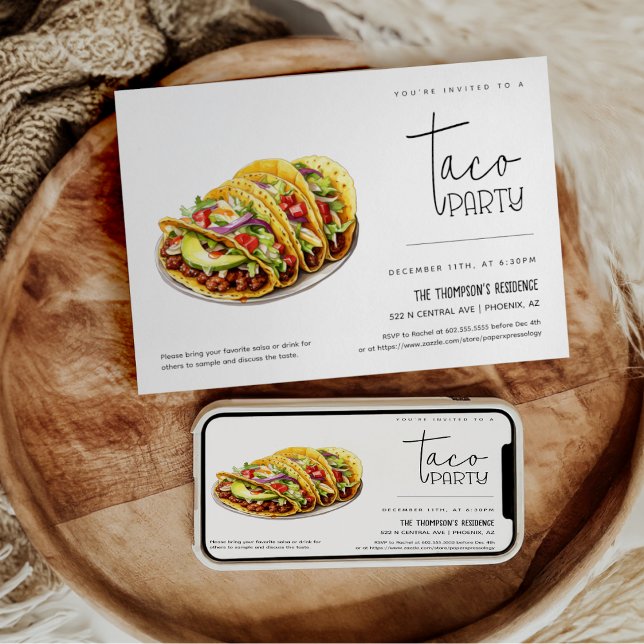 Invitation Fête Taco Pour Toutes Occasions Soirée Taco Party (Créateur téléchargé)
