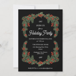 Invitation Fête traditionnelle Holly Garland Green Red