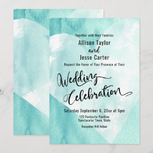 Invitation Fête Turquoise de l'Mariage de l'aquarelle blanche