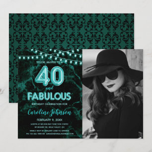 Invitation Fête turquoise du 40e anniversaire - 40 & Fabuleux