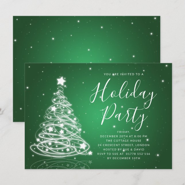 Invitation Fête verte de Noël (Devant / Derrière)