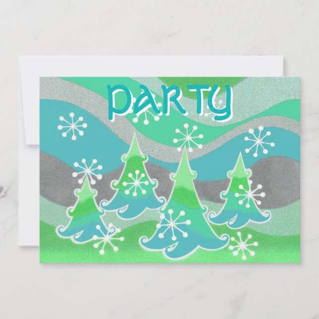 Invitation "fête" verte des arbres d'hiver (Devant)