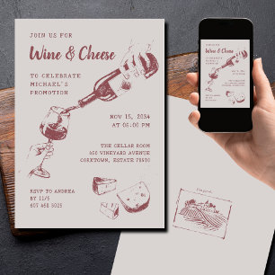 Invitation Fête Vin & Fromage Toute Occasion 