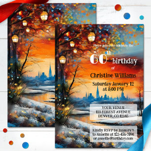 Invitation Fête Whimsical Adulte d'hiver fête d'anniversaire