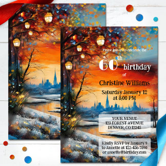 Invitation Fête Whimsical Adulte d'hiver fête d'anniversaire