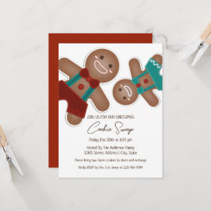 Invitation Fête Whimsical Christmas Gingerbread Cookie Swap