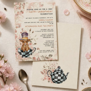Invitation Fête Whimsique Chapeau Fou Vache des Highlands 1er