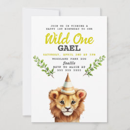 Invitation Fête Wild One Lion Jungle