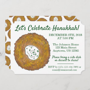 Invitation Fêter Hanoukka Latkes Fête juive