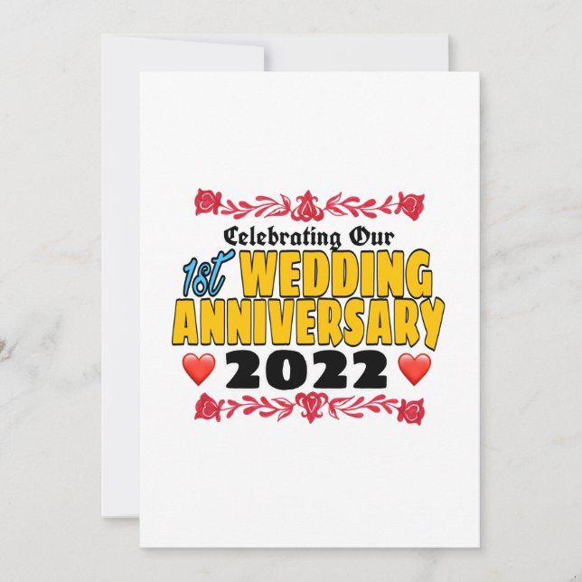 Invitation Fêter notre 1er anniversaire de mariage 2022 (Devant)