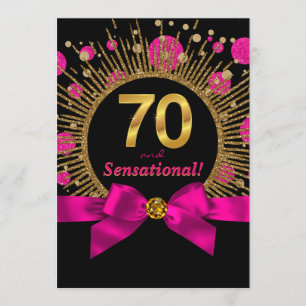 Invitation Fêtes de 70e anniversaire Fuchsia and Gold