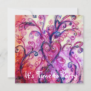 Invitation Fêtes de coeur floral rose blanc capricieux