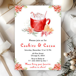 Invitation Fêtes de Noël Cookies et Cocoa Rouge