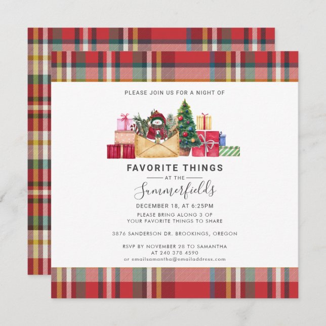 Invitation Fêtes de Noël Favoris Choses Rustiques Plaid (Devant / Derrière)