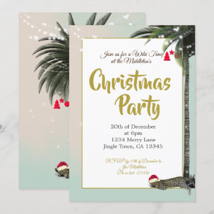 Invitation Fêtes de Noël Leopard Palm lumières à cordes