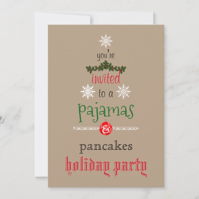 Invitation Fêtes de Noël Pajamas et Pancakes (Devant)