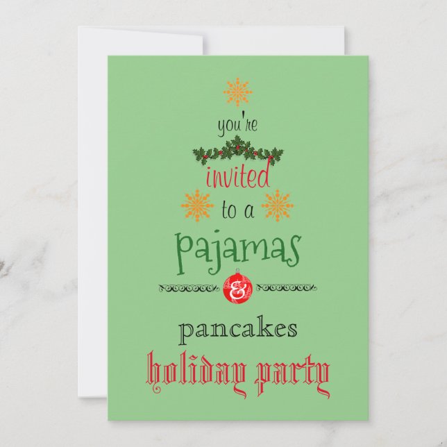 Invitation Fêtes de Noël Pajamas et Pancakes (Devant)